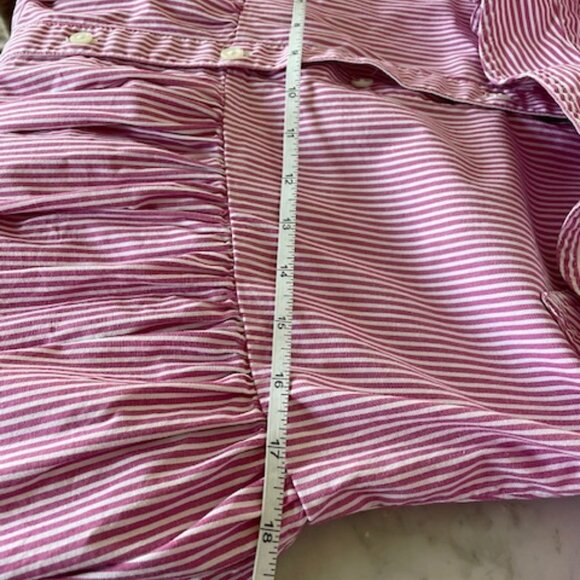J. CREW Pink White Stripe Button Down Long Sleeve Shirt Mini Dress 8 - Picture 13 of 17